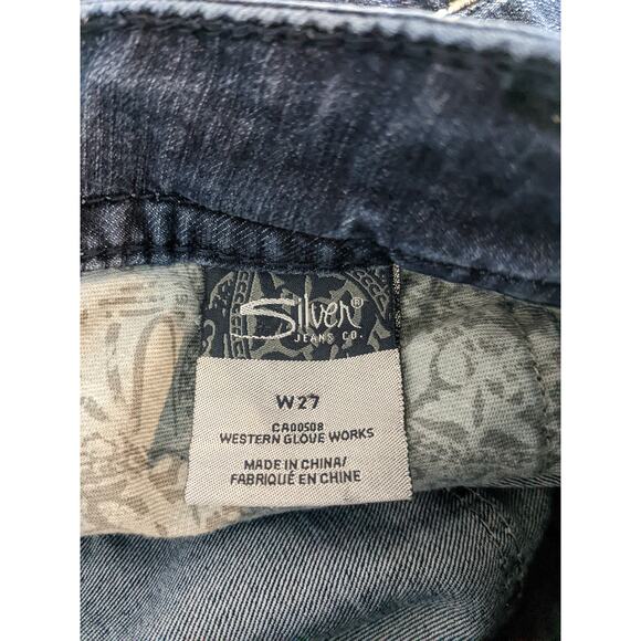 Silver Jeans Suki Capri W27 Blue 29x25 Thick Stitching Fade Medium Wash Low Rise - Picture 6 of 13